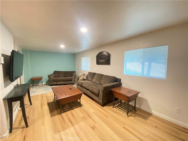 living room with light wood-type flooring