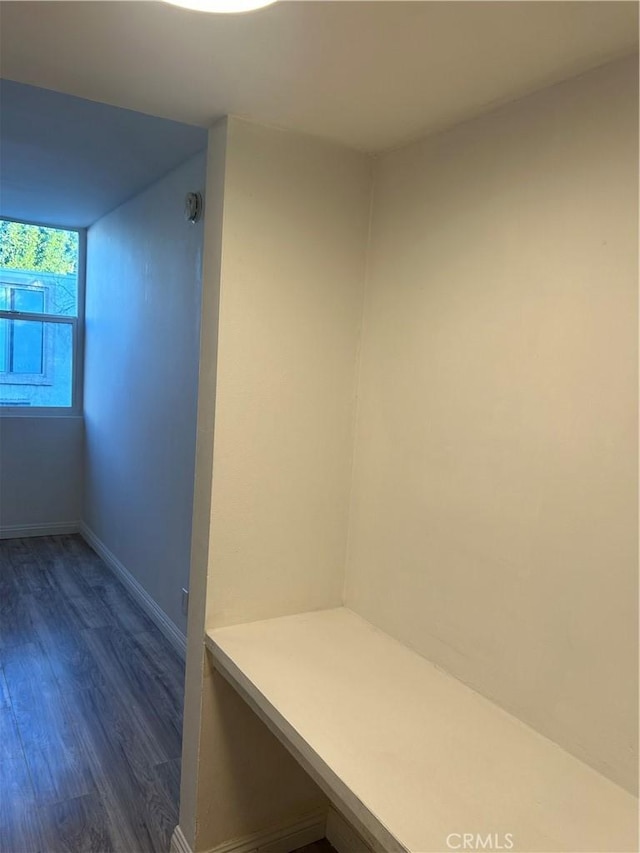 mudroom with dark hardwood / wood-style flooring