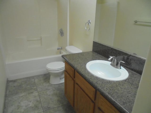 full bathroom with vanity, tile patterned flooring, shower / bathing tub combination, and toilet