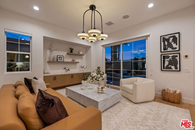 living room featuring light hardwood / wood-style floors