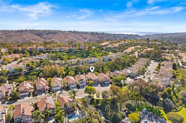 bird's eye view with a mountain view