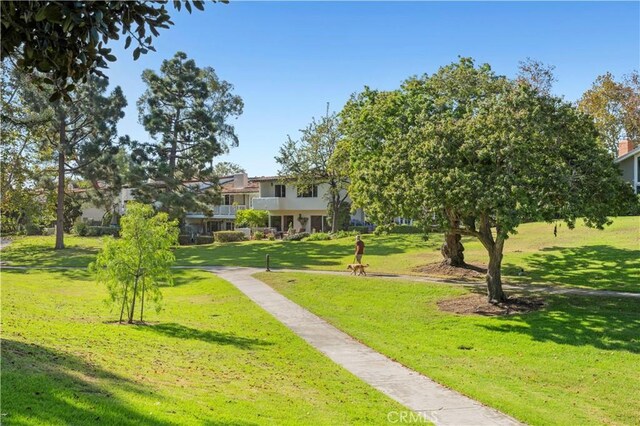 view of property's community featuring a yard