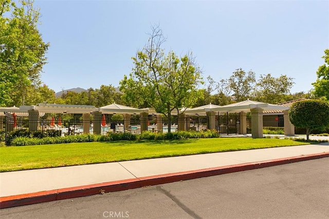 view of property's community featuring a lawn