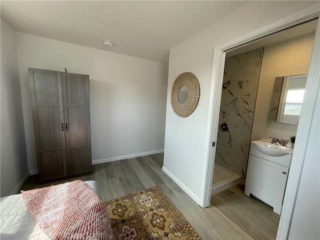 interior space featuring light hardwood / wood-style flooring and sink