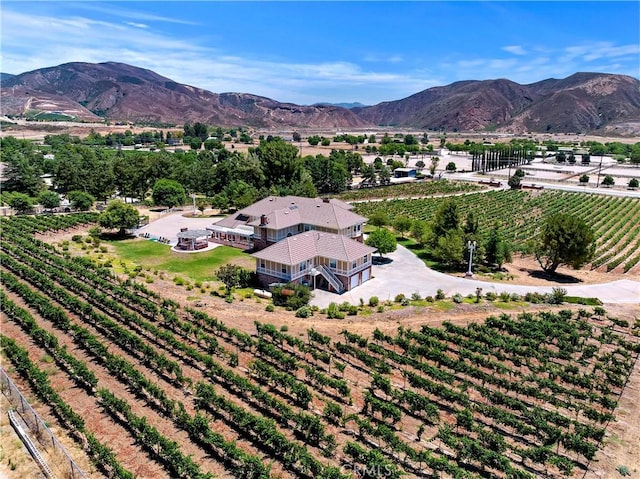 aerial view with a mountain view and a rural view