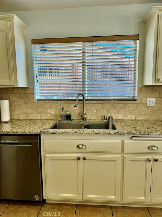 kitchen featuring tasteful backsplash, a wealth of natural light, sink, and stainless steel dishwasher