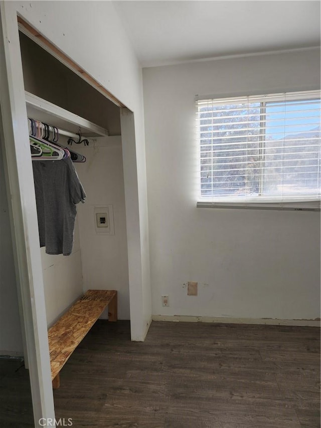 mudroom featuring dark hardwood / wood-style floors