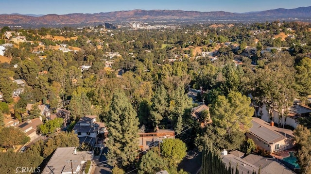 bird's eye view with a mountain view