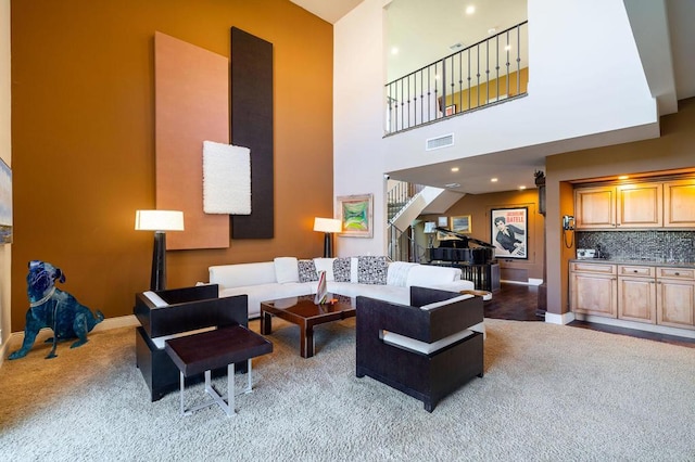 living room with carpet floors