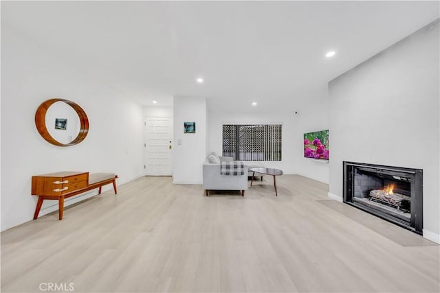 living room featuring light wood-type flooring