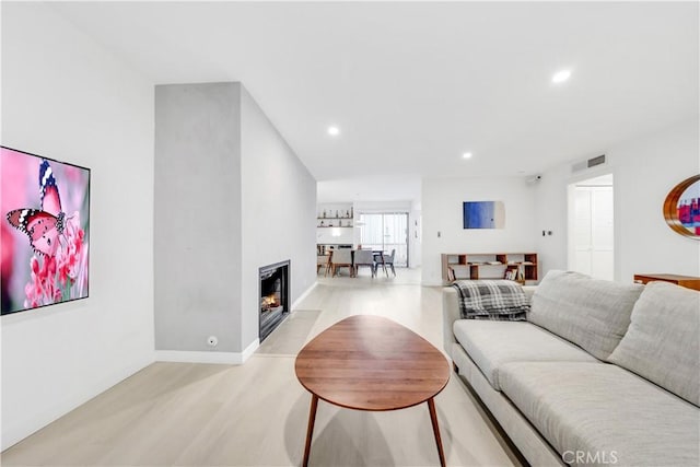 living room featuring light wood-type flooring