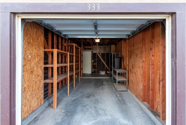 garage with wooden walls