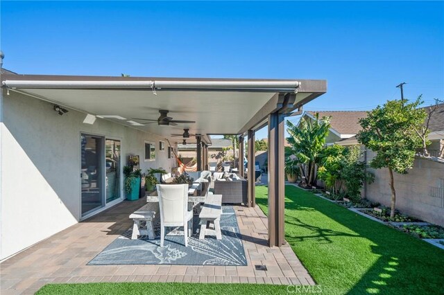 view of patio / terrace featuring outdoor lounge area and ceiling fan