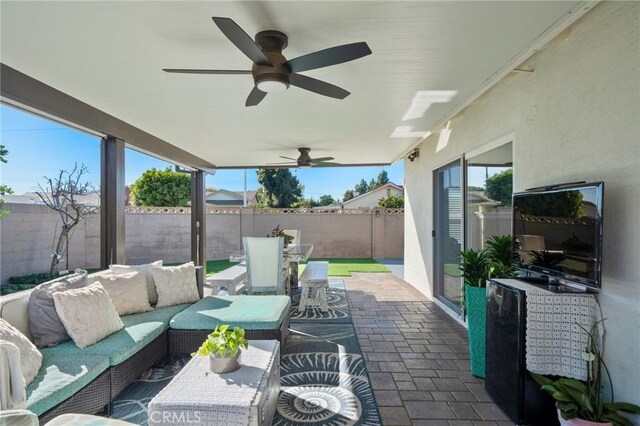 view of patio featuring an outdoor living space