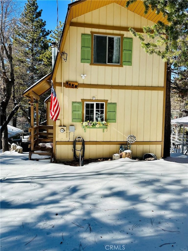 view of snowy exterior