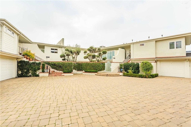 view of patio with a garage