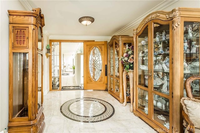 foyer with ornamental molding