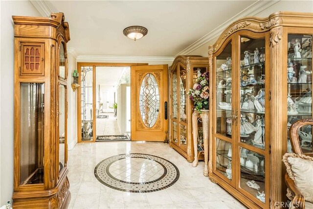 1203 Bayside Dr, Corona Del Mar, CA 92625 - entrance foyer with ornamental molding and inlaid floor details