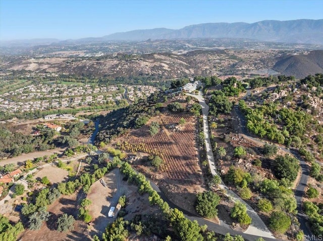 bird's eye view with a mountain view