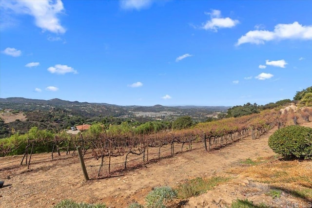 view of mountain feature with a rural view