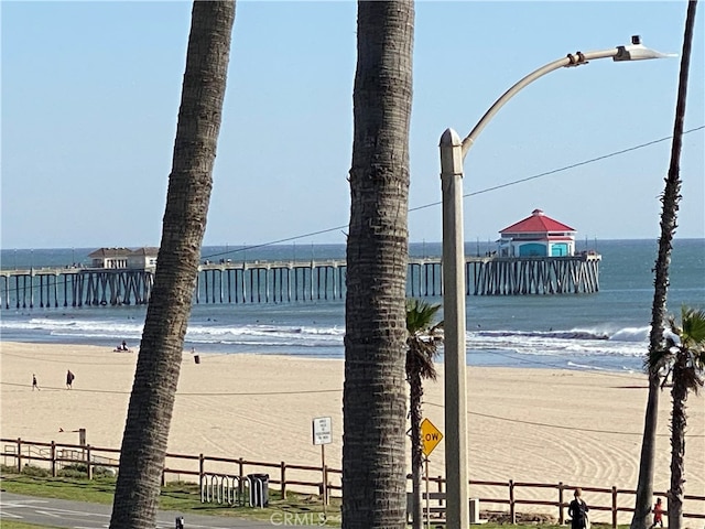 property view of water featuring a view of the beach