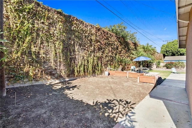 view of yard with a patio area and fence