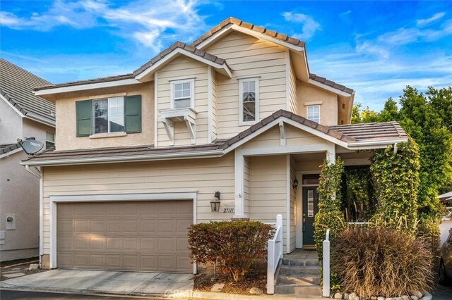 view of front of house with a garage