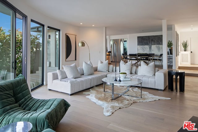 living room featuring light hardwood / wood-style flooring