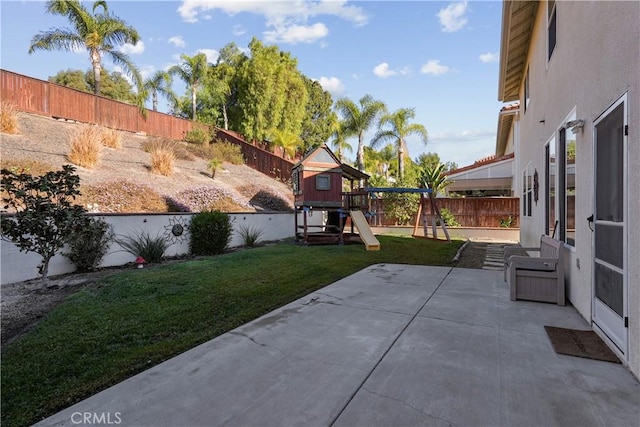 view of patio with a playground