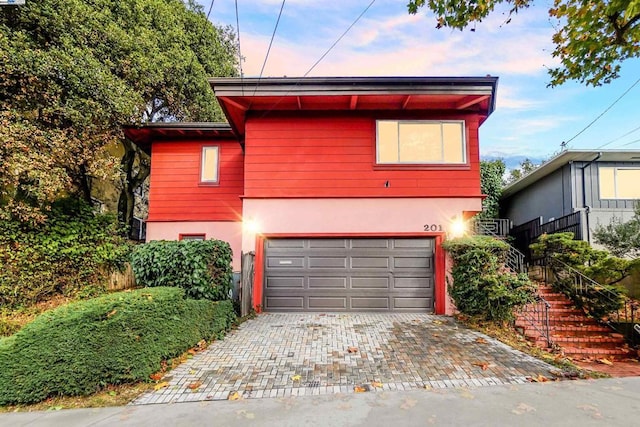 view of front of house with a garage