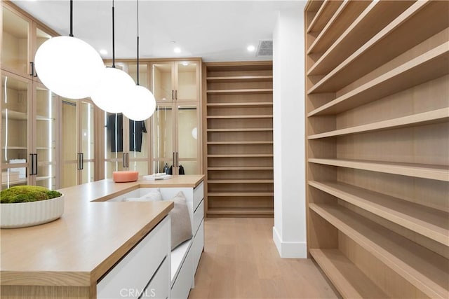 spacious closet featuring light hardwood / wood-style floors