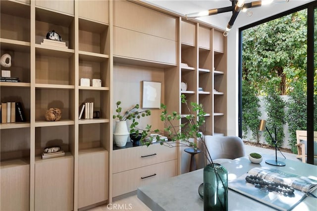 office area featuring ceiling fan