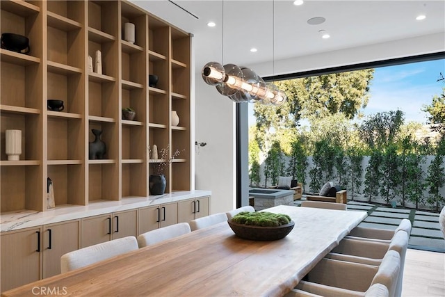 dining area with light hardwood / wood-style flooring