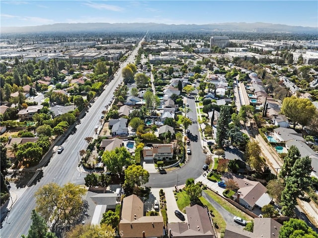 aerial view with a mountain view