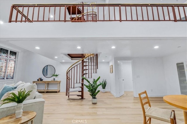 foyer entrance with light wood-type flooring