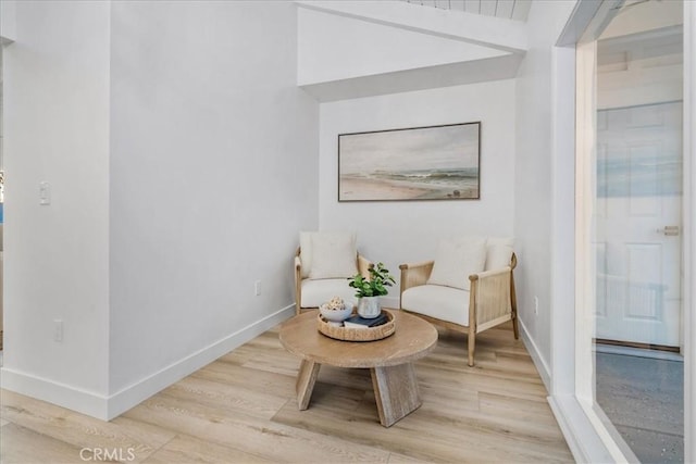 sitting room with wood-type flooring