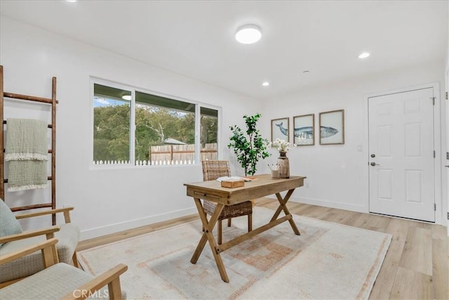 home office featuring light wood-type flooring