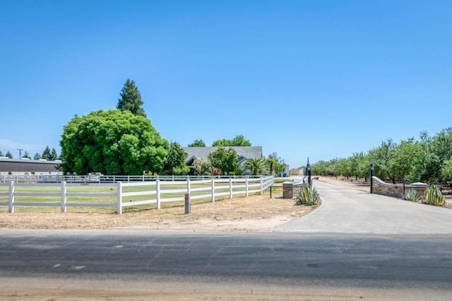 view of road with a rural view