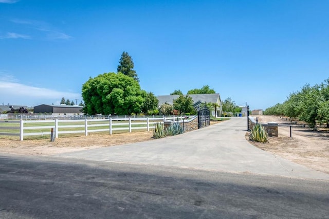 view of street with a rural view