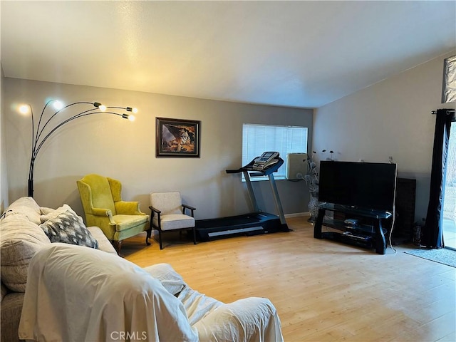 living room featuring light hardwood / wood-style floors and a healthy amount of sunlight