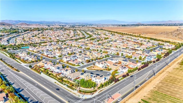 drone / aerial view featuring a mountain view