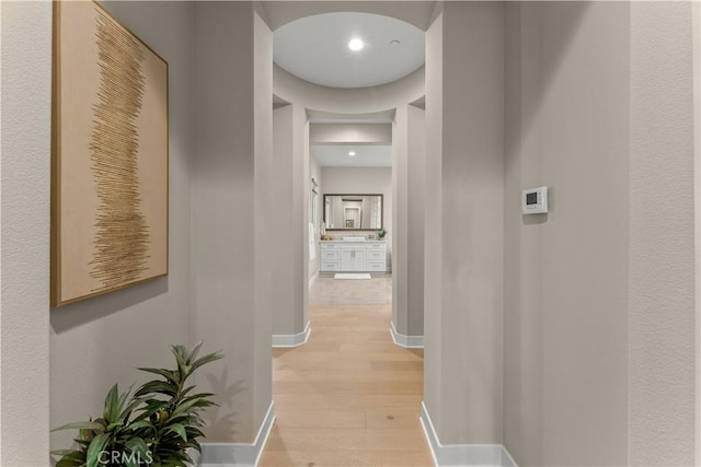 hall featuring light hardwood / wood-style floors