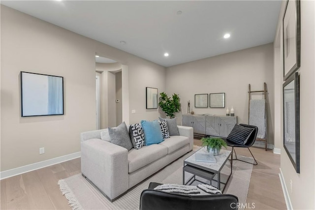 living room featuring light hardwood / wood-style floors