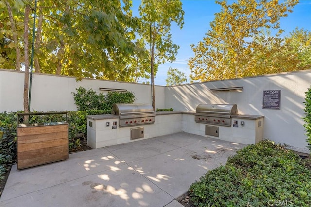 view of patio / terrace featuring a grill and exterior kitchen