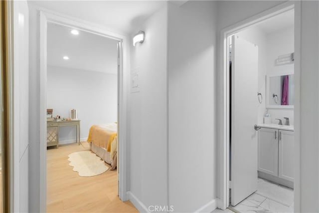 bathroom featuring wood-type flooring