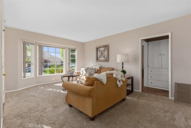 living room with carpet floors