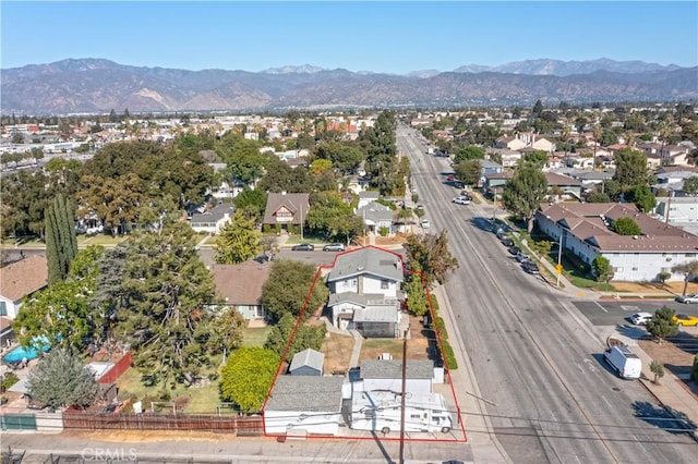 174 E Navilla Pl, Covina, CA 91723 - aerial view of residential area with a mountainous background and property boundaries highlighted