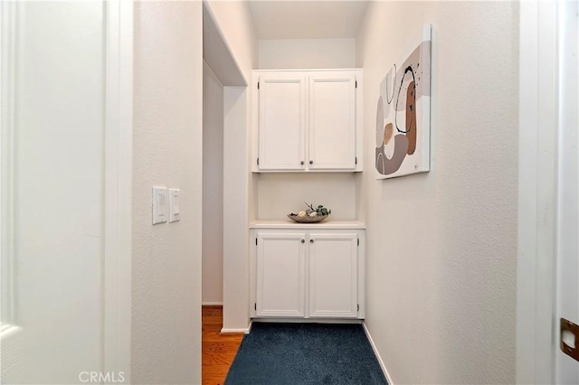 corridor with hardwood / wood-style floors