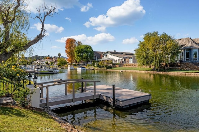 view of dock featuring a water view