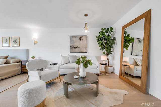 living room with light hardwood / wood-style floors